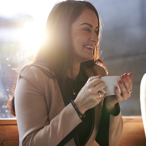 Woman drinking a coffee