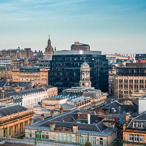 Aerial view of Glasgow City Centre